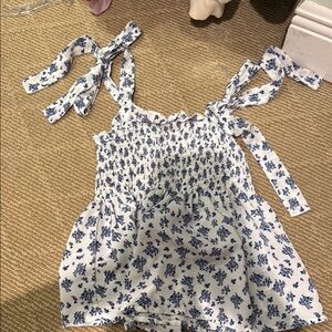 Floral Blue and White Kids Top